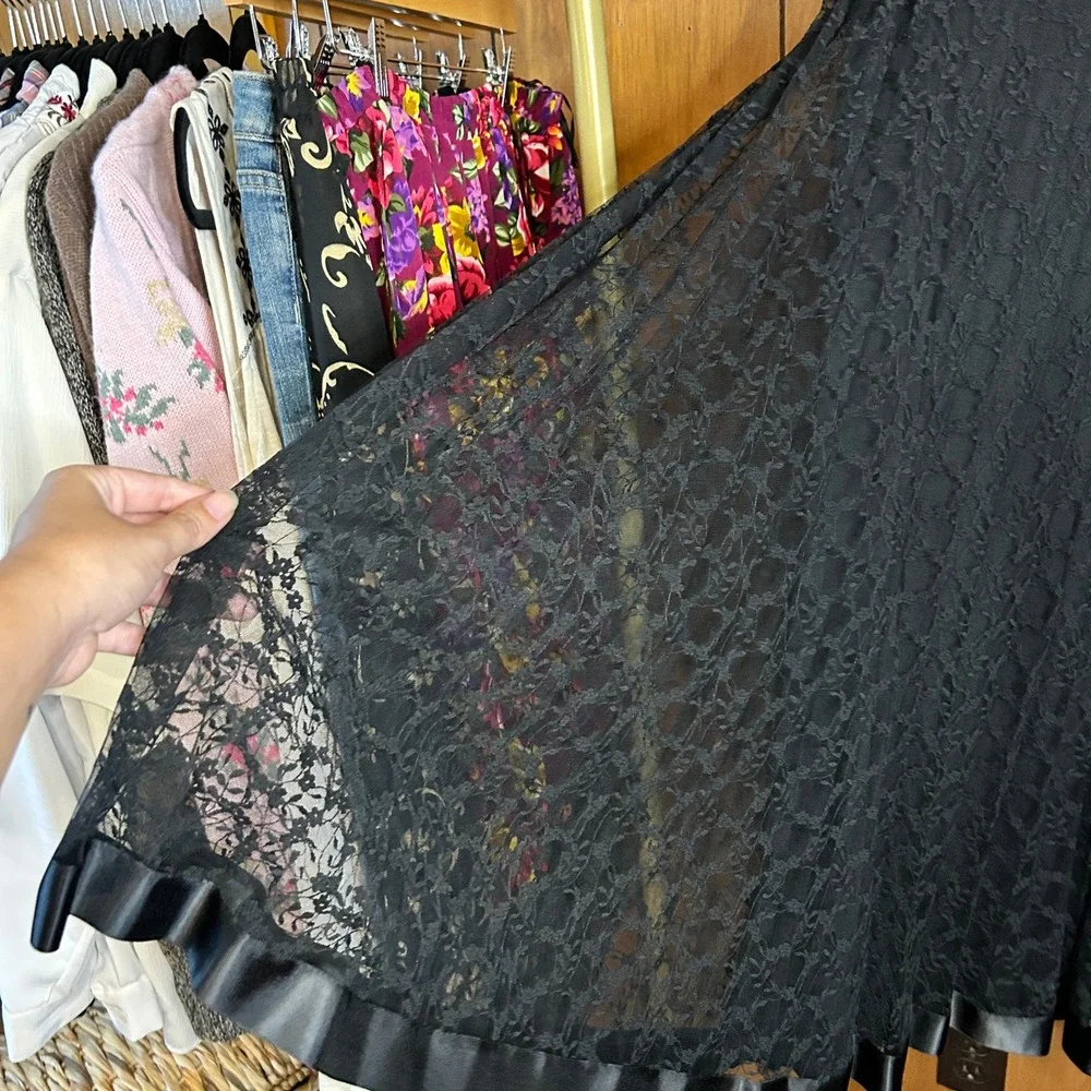 KM Collections Black Lace Maxi Skirt Formal Elegant‎ Party Evening Career